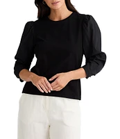 Brave + True 3/4 Gathered Puff Sleeve Crew Neck Top