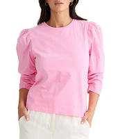 Brave + True 3/4 Gathered Puff Sleeve Crew Neck Top