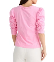 Brave + True 3/4 Gathered Puff Sleeve Crew Neck Top
