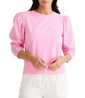 Brave + True 3/4 Gathered Puff Sleeve Crew Neck Top
