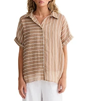 Brave + True Alice Short Sleeve Striped Button Down Blouse