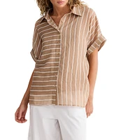 Brave + True Alice Short Sleeve Striped Button Down Blouse