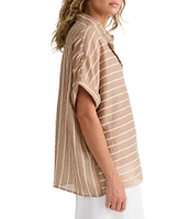 Brave + True Alice Short Sleeve Striped Button Down Blouse