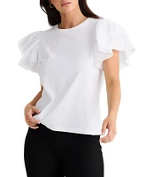 Brave + True Gigi Short Flutter Sleeve Crew Neckline Top