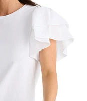 Brave + True Gigi Short Flutter Sleeve Crew Neckline Top