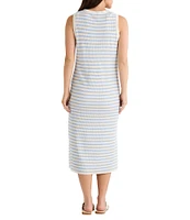 Brave + True Sleeveless Crew Neckline Striped Knit Midi Dress