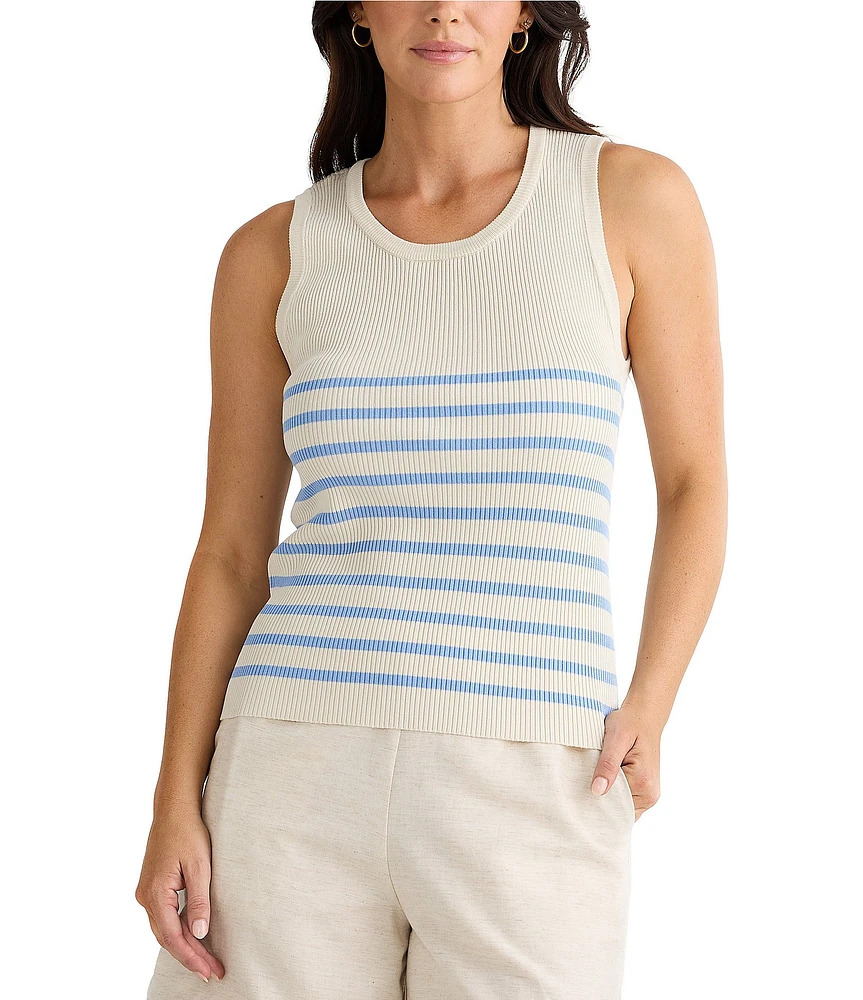 Brave + True Sleeveless Striped Scoop Neckline Ribbed Knit Tank