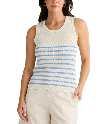 Brave + True Sleeveless Striped Scoop Neckline Ribbed Knit Tank
