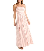 Brave + True Thandie Stretched Jersey Sleeveless Strapless Striped Fit & Flare Maxi Dress
