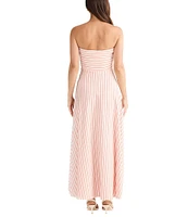 Brave + True Thandie Stretched Jersey Sleeveless Strapless Striped Fit & Flare Maxi Dress