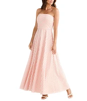 Brave + True Thandie Stretched Jersey Sleeveless Strapless Striped Fit & Flare Maxi Dress