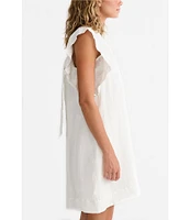 Brave + True Linen V-Neck Short Flutter Sleeve Shift Dress