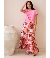 Brave + True Wonderland Floral Tiered Maxi Skirt