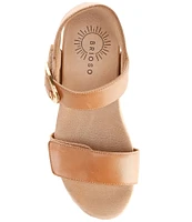 Brioso Huntley Leather Strap Cork Wedge Sandals