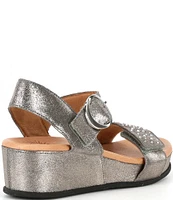 Brioso Huntley Three Metallic Covered Wedge Sandals