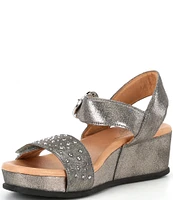 Brioso Huntley Three Metallic Covered Wedge Sandals