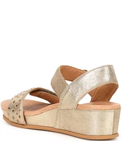 Brioso Huntley Three Metallic Covered Wedge Sandals