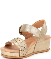 Brioso Huntley Three Metallic Covered Wedge Sandals