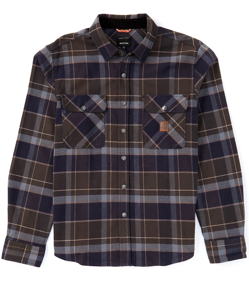 Brixton Bowery Long Sleeve Dark Plaid Flannel Shirt