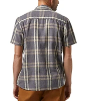 Brixton Charter Linen Blend Short Sleeve Plaid Shirt