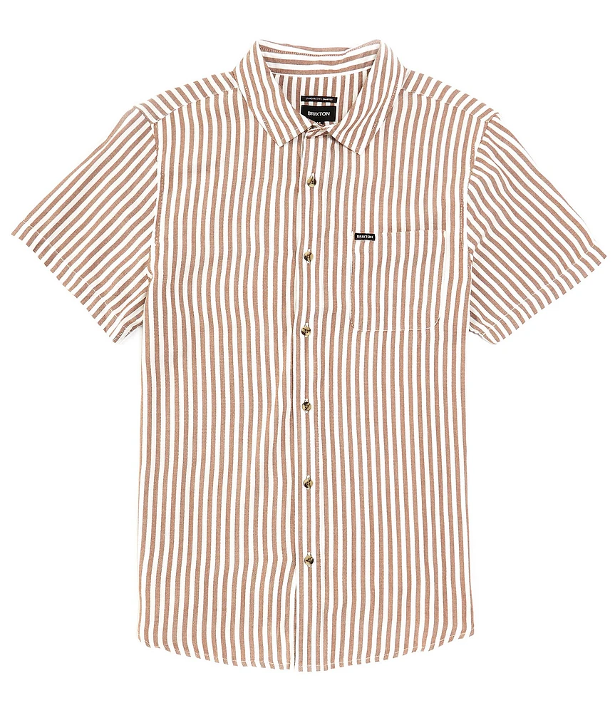 Brixton Charter Stripe Print Short Sleeve Button Down Shirt