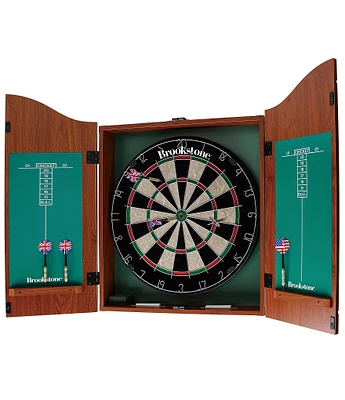 Brookstone Genuine Bristle Dartboard Cabinet Game Set