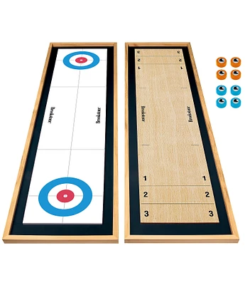 Brookstone Wooden Double-Sided Shuffleboard And Curling Game