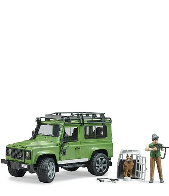 Bruder Land Rover Defender Station Wagon With Forester And Dog