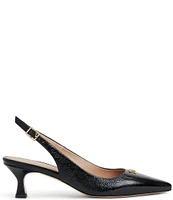 Bruno Magli Fiona Crinkle Patent Leather Kitten Heel Sling Back Pumps