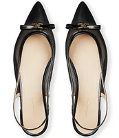 Bruno Magli Fiona Crinkle Patent Leather Kitten Heel Sling Back Pumps