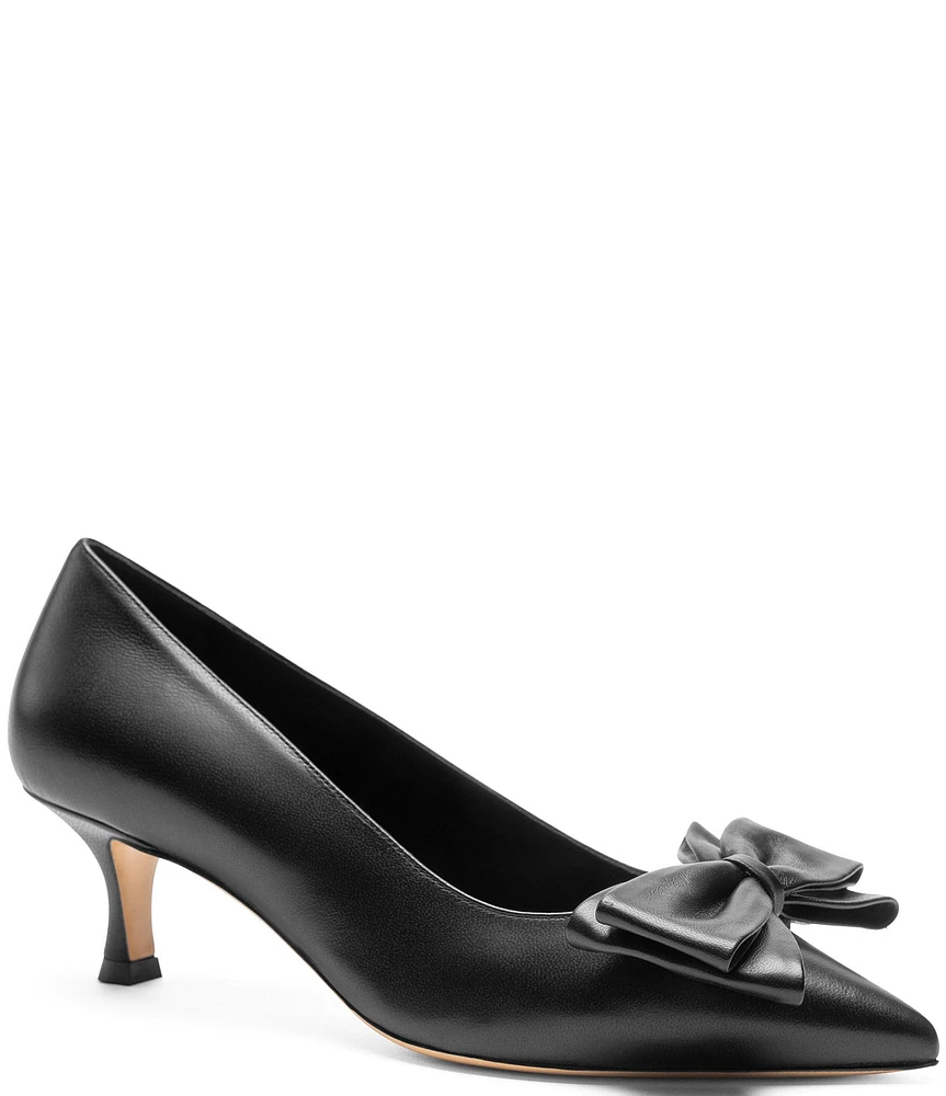 Bruno Magli Nadia Leather Kitten Heel Bow Pumps