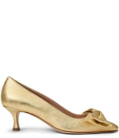 Bruno Magli Nadia Metallic Leather Kitten Heel Bow Pumps