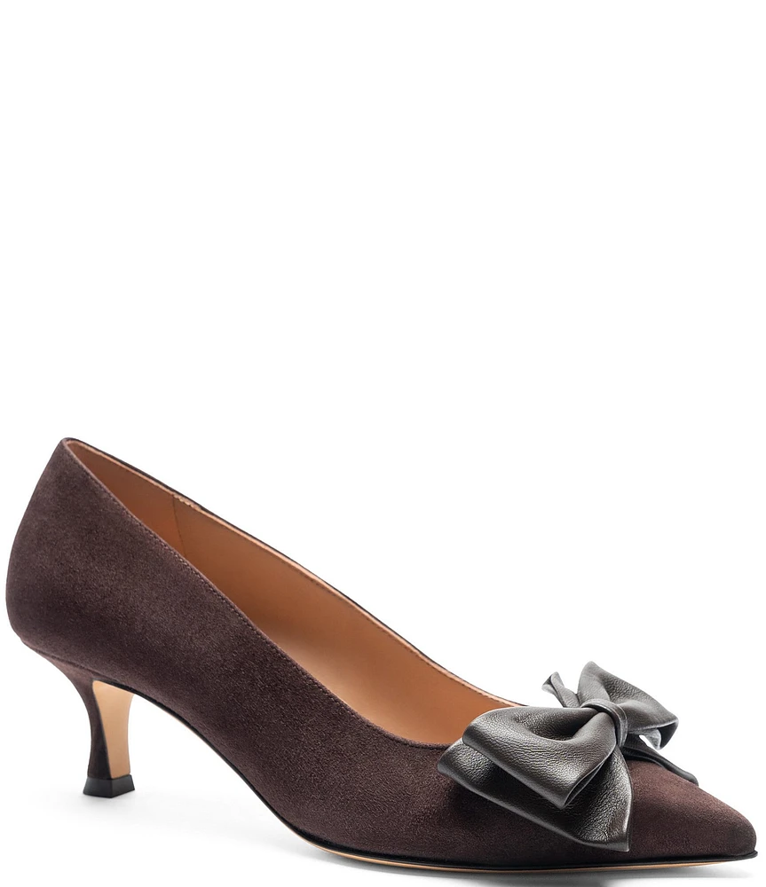 Bruno Magli Nadia Suede Kitten Heel Bow Pumps