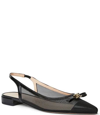 Bruno Magli Pamina Mesh Patent Leather Sling Bow Pumps