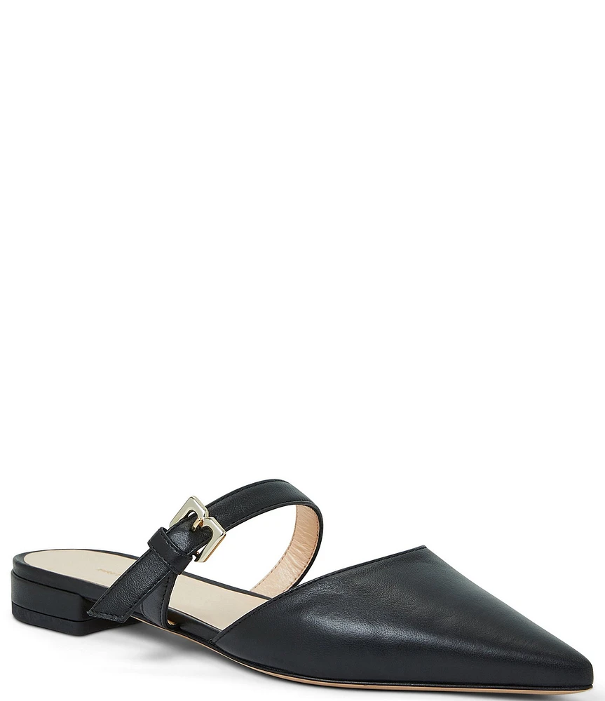 Bruno Magli Pasha Leather Buckle Strap Mules