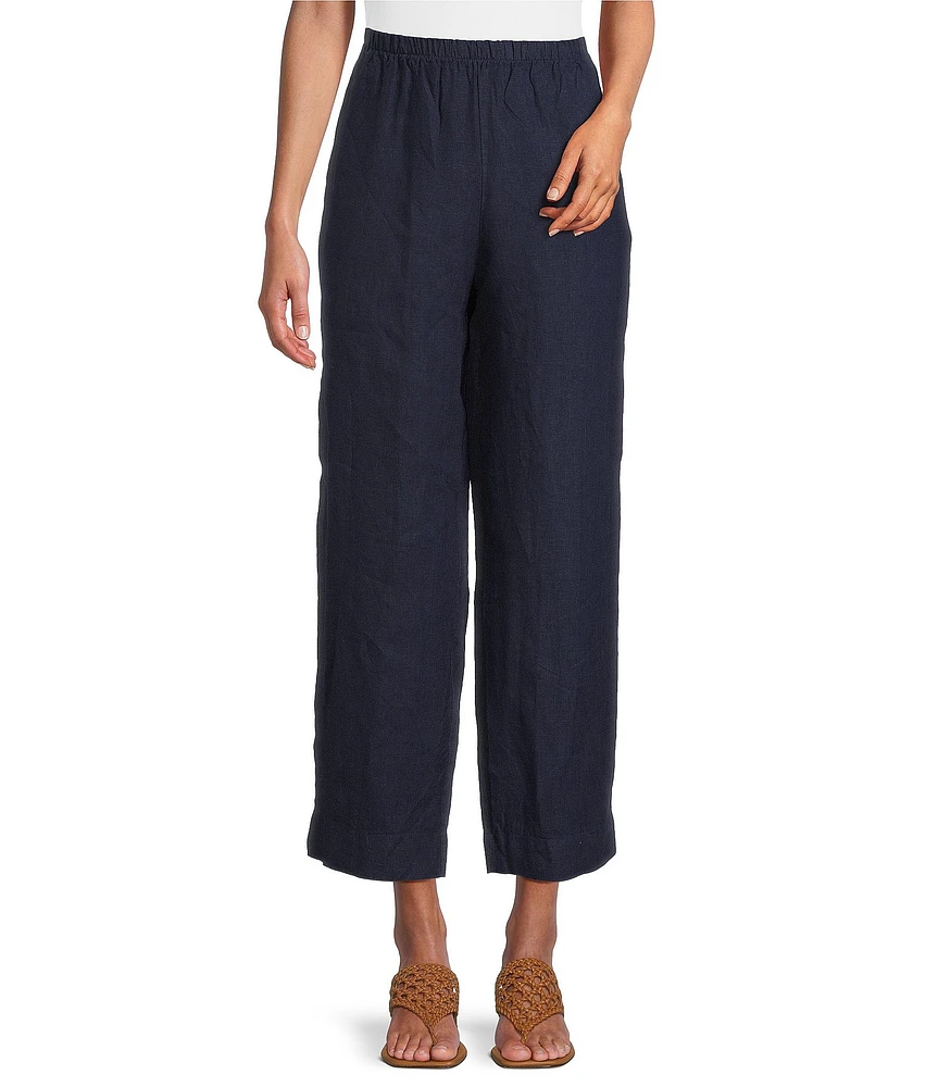 Bryn Walker Akna Light Linen Elastic Waist Straight Leg Pants