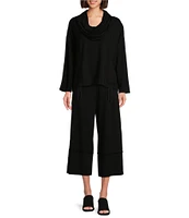 Bryn Walker Bamboo French Terry Elastic Waist Flare Leg Crop Pants