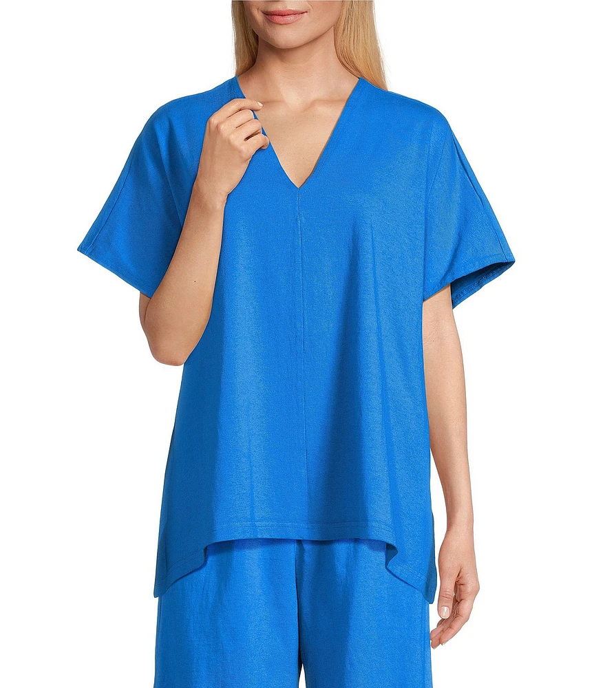 Bryn Walker Baxter Cotton Jersey V-Neck Short Sleeve Shirt
