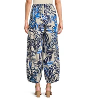 Bryn Walker Bell Isola Azzurra Print Flat Front Elastic Back Balloon Coordinating Pants