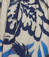 Bryn Walker Bell Isola Azzurra Print Flat Front Elastic Back Balloon Coordinating Pants