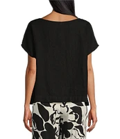 Bryn Walker Bessie Light Linen Crew Neck Cap Sleeve Boxy Button Front Shirt