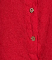 Bryn Walker Bessie Light Linen Crew Neck Cap Sleeve Boxy Button Front Shirt