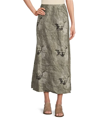 Bryn Walker Bias Memory Crunch Taffeta Marble Print Pull-On Coordinating Skirt