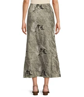 Bryn Walker Bias Memory Crunch Taffeta Marble Print Pull-On Coordinating Skirt