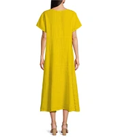 Bryn Walker Britta Light Linen Scoop Neck Short Sleeve A-line Midii Dress