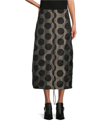 Bryn Walker Cleo Memory Crunch Jacquard Dot Print Ruched Tie Skirt