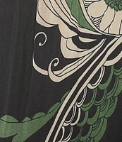 Bryn Walker Coordinating Giardino Print Viscose Satin Elastic Waist Full Length Wide Leg Pants