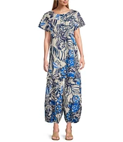 Bryn Walker Coordinating Wes Azzurra Print Round Neck Short Sleeve Tunic