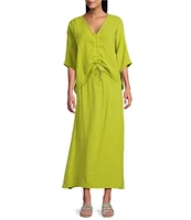 Bryn Walker Cotton Gauze Wide Waistband A-Line Pull-On Skirt