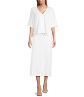 Bryn Walker Cotton Jersey Drawstring Elastic Waist A-Line Skirt